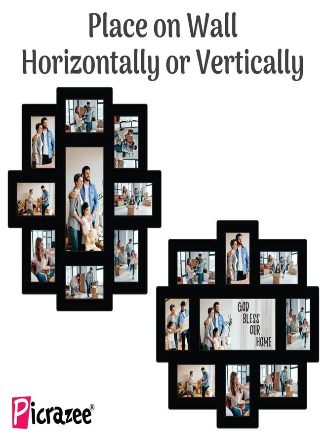 PICRAZEE إطار صور جداري من خشب MDF متعدد الصور في إطار واحد، إطار صور عائلي، ديكور جداري لغرفة المعيشة وغرفة النوم، وهدية (من 5 إلى 9 صور) - Image 2